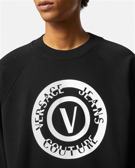 versace collection badge logo sweatshirt|Versace graphic t shirts.